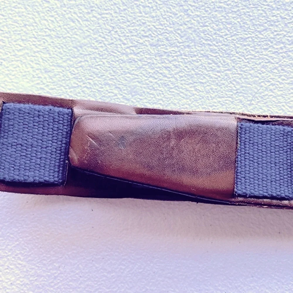 Stefano Corsini Blue Webbing Brown Leather Belt 34